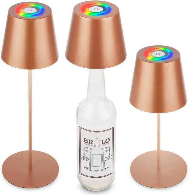 Brilo Tischleuchte 3 in 1 mit Flaschenaufsatz, RGBW LED, dimmbar, Braun-Metallic Matt, Durchmesser: 12 cm, Höhe: 36 cm - Bild 1
