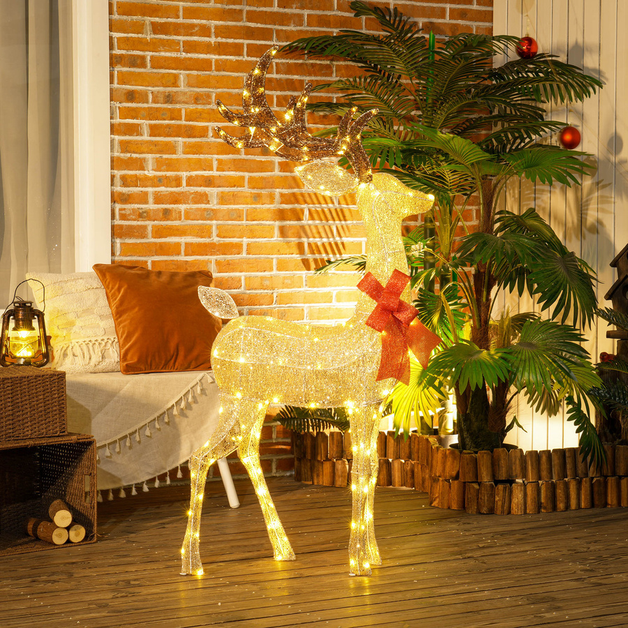Outsunny LED Rentier Weihnachtsdeko in Gold mit Timer für Indoor und Outdoor - Bild 2