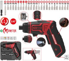 KS Tools eMONSTER 1/4" Akku-Bit-Schrauber-Satz, 27-teilig, Rot, 3,6 V - Bild 1