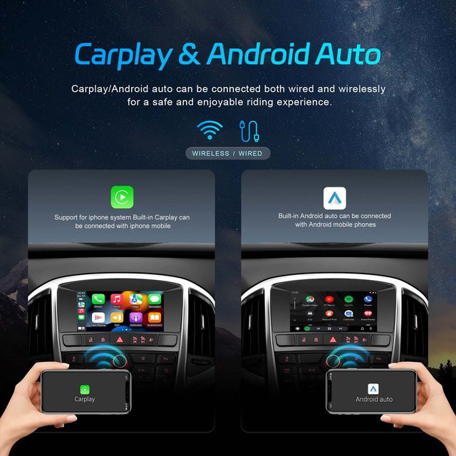Podofo Android Autoradio mit 7 Zoll Display, 6 GB RAM + 128 GB Speicher, GPS, WiFi, CarPlay und Android Auto für Buick Excelle 2010-2014 und Opel Astra J 2011-2012, Schwarz - Bild 1