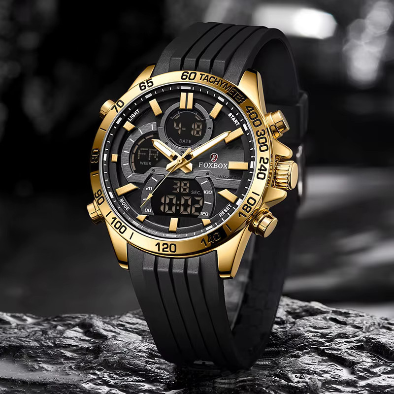 FOXBOX Chronograph, Quarz, Gold, Bicolor, Schwarz, Herren - Bild 4