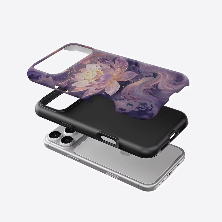 Aurea Case Matte Bumper MagSafe Schutzhülle für iPhone 13 bis 17 Pro Max in Mystical Purple Lotus - Bild 2