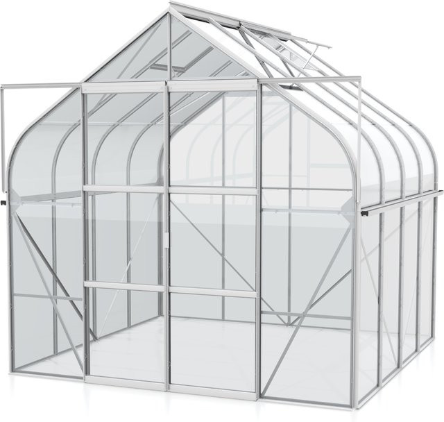 Vitavia Gewächshaus Diana 6700 freistehend mit Aluminium Eloxiert in Silver, 6,7 m², ESG Glas, Glockendach und Doppelschiebetür - Bild 1