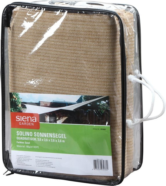 Siena Garden Sonnensegel Solino Quadratisch aus HDPE in Natur/Sand, B/T: 360 x 360 cm - Bild 1