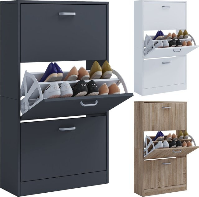 VCM Holz Schuhschrank Sipos L mit 3 Klappen, H x B x T: 105 x 59 x 22 cm - Bild 1