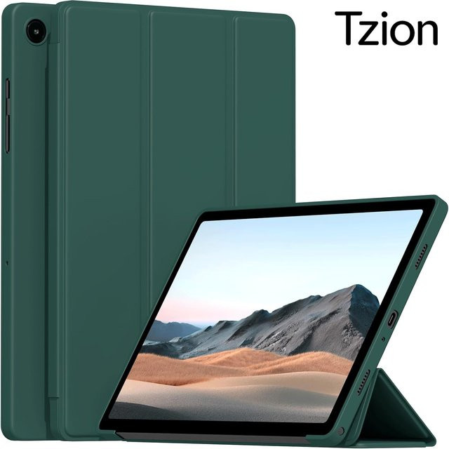 Samsung Galaxy Tab A8 10,5 Zoll 2022 Leder Flip Smart Cover Magnetische Tablet-Hülle in Schwarz und Grün - Bild 1