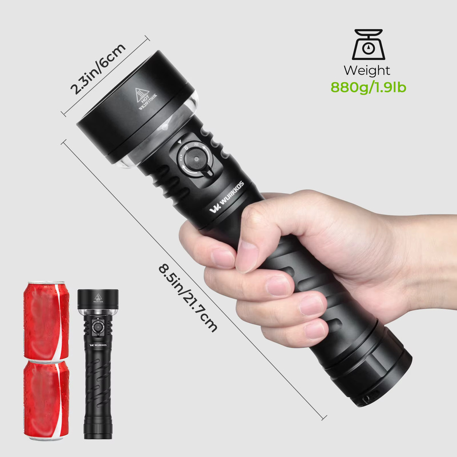 Wurkkos TS27 Hochleistungs-Taschenlampe in Schwarz mit 3200 lm, RGB-Beleuchtung und 846 Meter Reichweite, wiederaufladbar - Bild 6