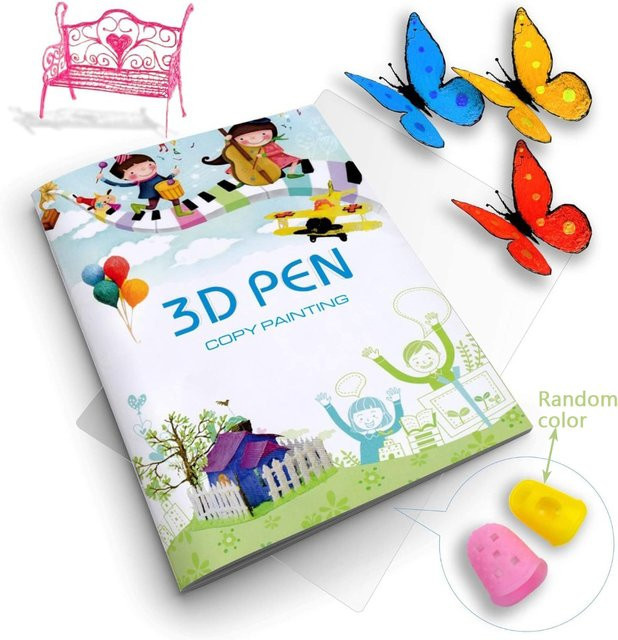 Wiederverwendbares 3D-Druck-Zeichenbuch mit 40 bunten Mustervorlagen und transparenter Platte aus dickem Papier - Bild 1