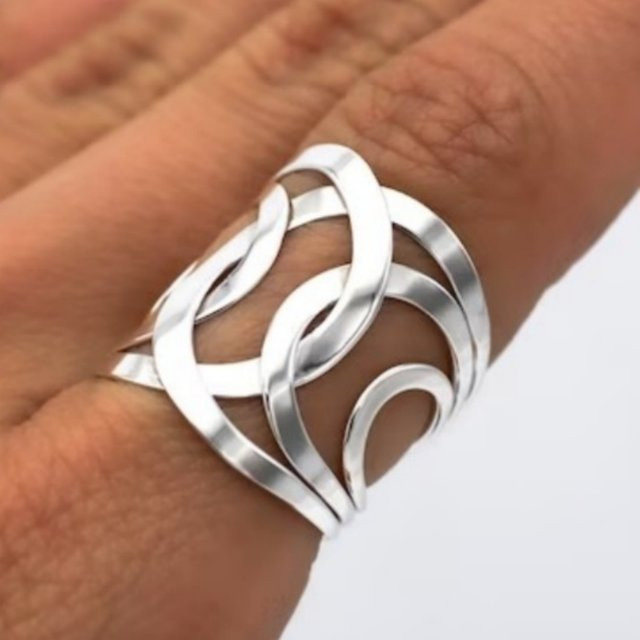 YoYo Ring, versilberter Punk-Stil, geometrisch, Unisex - Bild 1