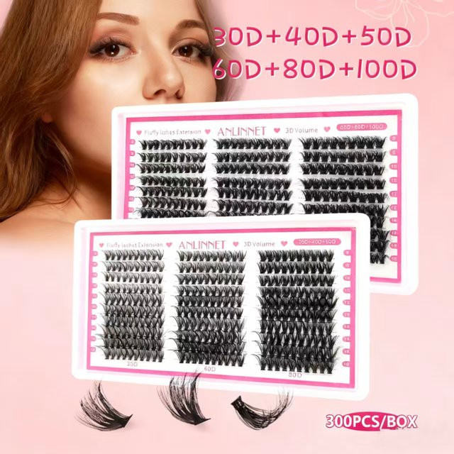 Anlinnet Künstliche Wimpern, 300 Wimperncluster, Mix, Unisex - Bild 1