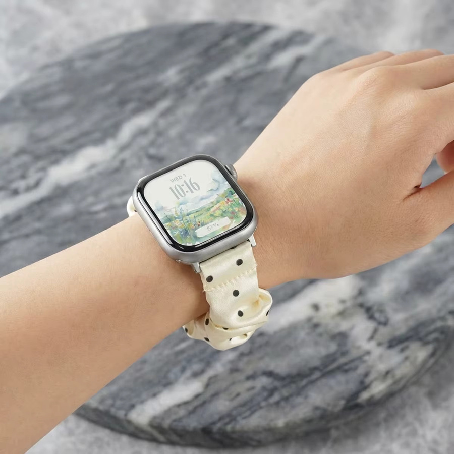 FancyWrist Uhrenarmband Milanaise, Polka-Dot-Muster, Weiß, Damen - Bild 3