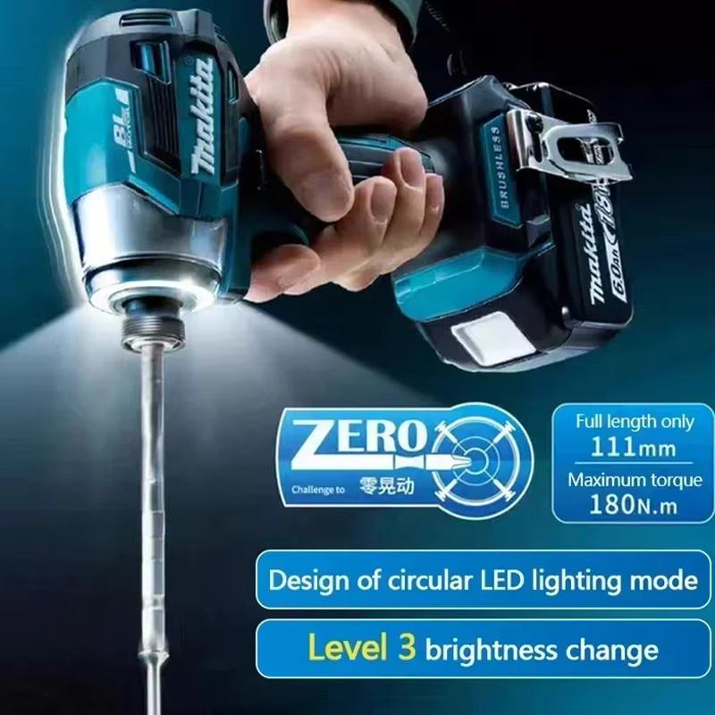 Makita Akku-Schlagschrauber DTD173 18V mit bürstenlosem Motor, 180 Nm Drehmoment und 1800 U/min für Holz, Bolzen und T-Modus - Bild 6