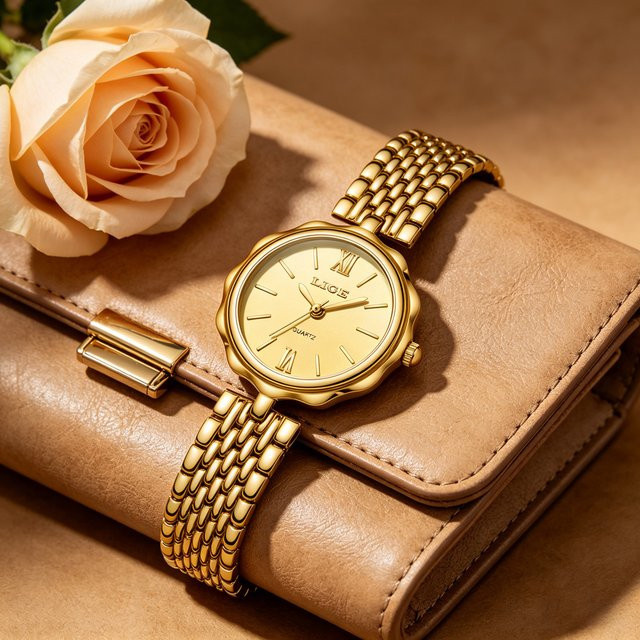 LIGE Armbanduhr Quarz, Legierung, Gold, Damen - Bild 1