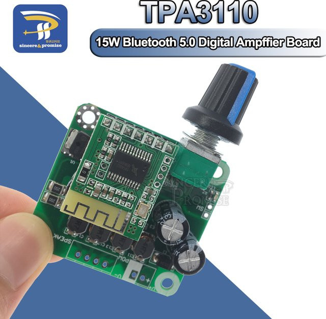 Bluetooth 5.0 Digitales Stereo-Audio-Leistungsverstärker-Modul TPA3110 15 W + 15 W mit USB-C Anschluss in Grün - Bild 1