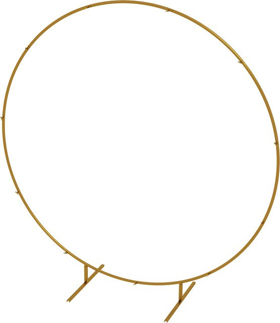 Outsunny Dekorations-Kit runder Gartenbogen aus goldfarbenem Stahl für Hochzeiten und Partys, Höhe: 224 cm - Bild 1