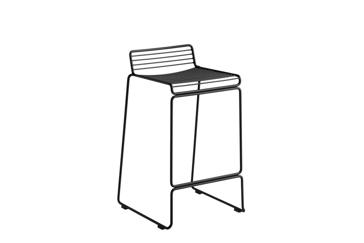 HAY Hee Bar Stool aus pulverbeschichtetem Metalldraht in Schwarz - Bild 3