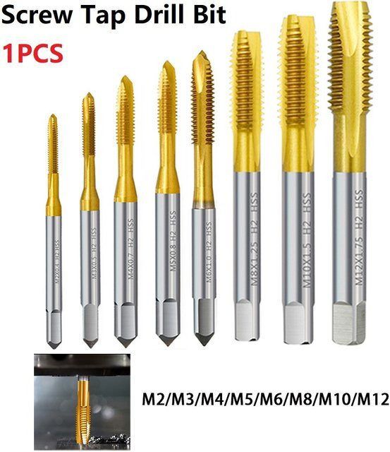 VIBRATITE Gewindebohrer Set aus HSS-Kobalt mit Titanbeschichtung für Edelstahl, M2-M12, Gold - Bild 1
