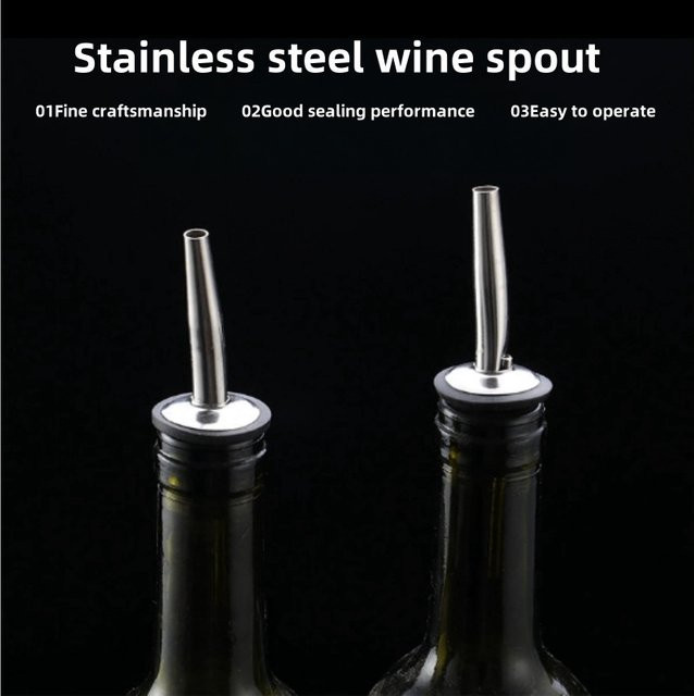 Edelstahl Flaschenausgießer in Silber für Wein, Spirituosen und Schnaps - Bild 1