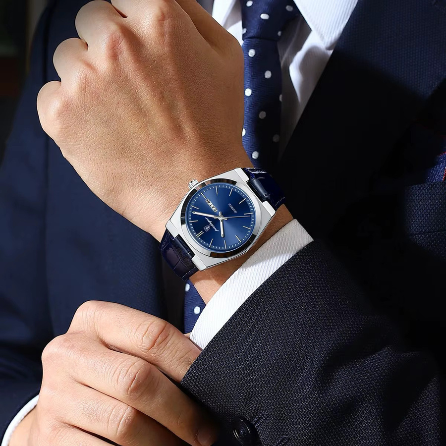POEDAGAR Armbanduhr, Quarz, Edelstahl, Blau, Herren - Bild 6