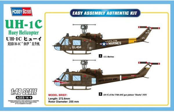 HobbyBoss UH-1C Huey Helicopter, 1:48, ab 14 Jahren - Bild 1