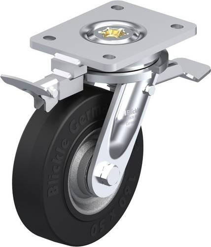 Blickle Lenkrolle LO-SE 160K-ST-RI4 mit Feststeller in Anthrazit und Schwarz, Rad-Durchmesser: 160 mm, Tragfähigkeit: 450 kg - Bild 1