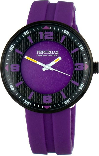Pertegaz Analoguhr, Quarz, Edelstahl, Schwarz, 44 mm, Unisex - Bild 1