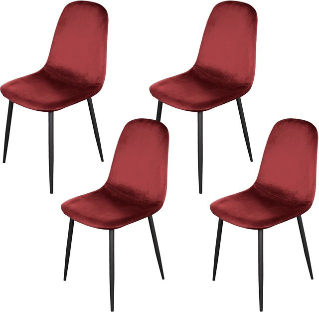 HTI-Living Esszimmerstuhl Savannah 4er Set aus Samt in Rot mit Metallgestell - Bild 1