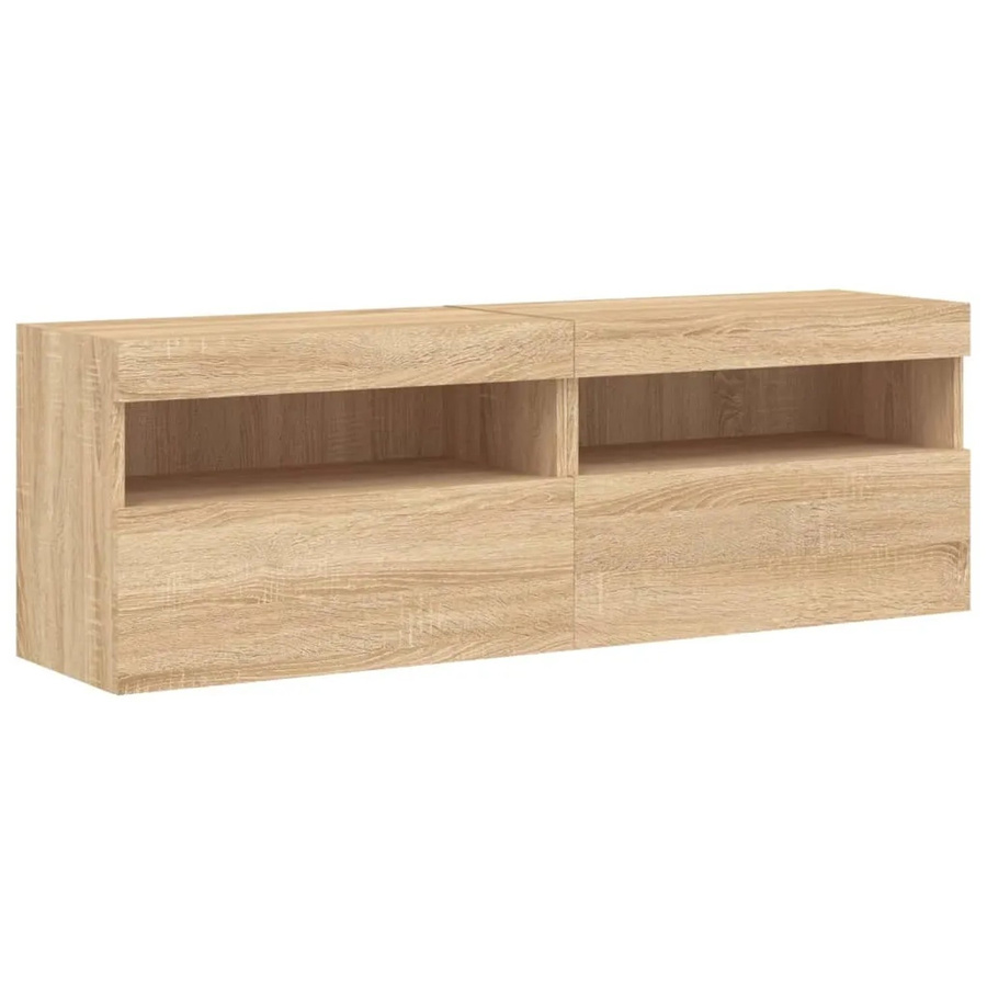 vidaXL TV-Wandschränke mit LED-Leuchten, 2 Stück, Sonoma-Eiche, B/H/T: 60 x 40 x 30 cm - Bild 2