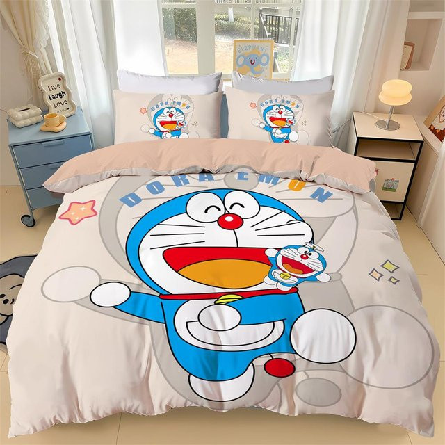 Lodestar Bettwäscheset Doraemon mit 3D-Druck in Blau, bestehend aus Bettbezug und Kissenbezügen für Kinder und Teenager, B/H: 140 x 200 cm - Bild 1