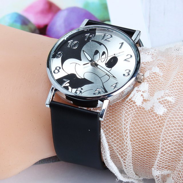 Disney Armbanduhr, Quarz, Leder, Schwarz, Damen - Bild 1