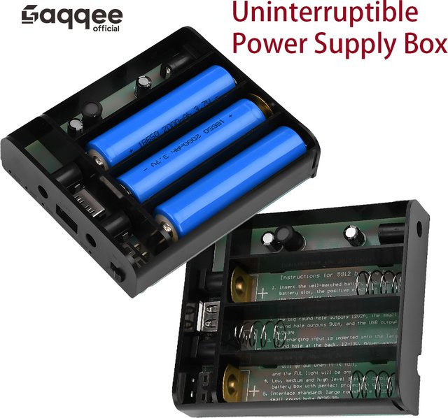 Gaqqee USV-Lithiumbatterie für Router und optische Modems, 3 x 18650 Akkus, Schwarz - Bild 1