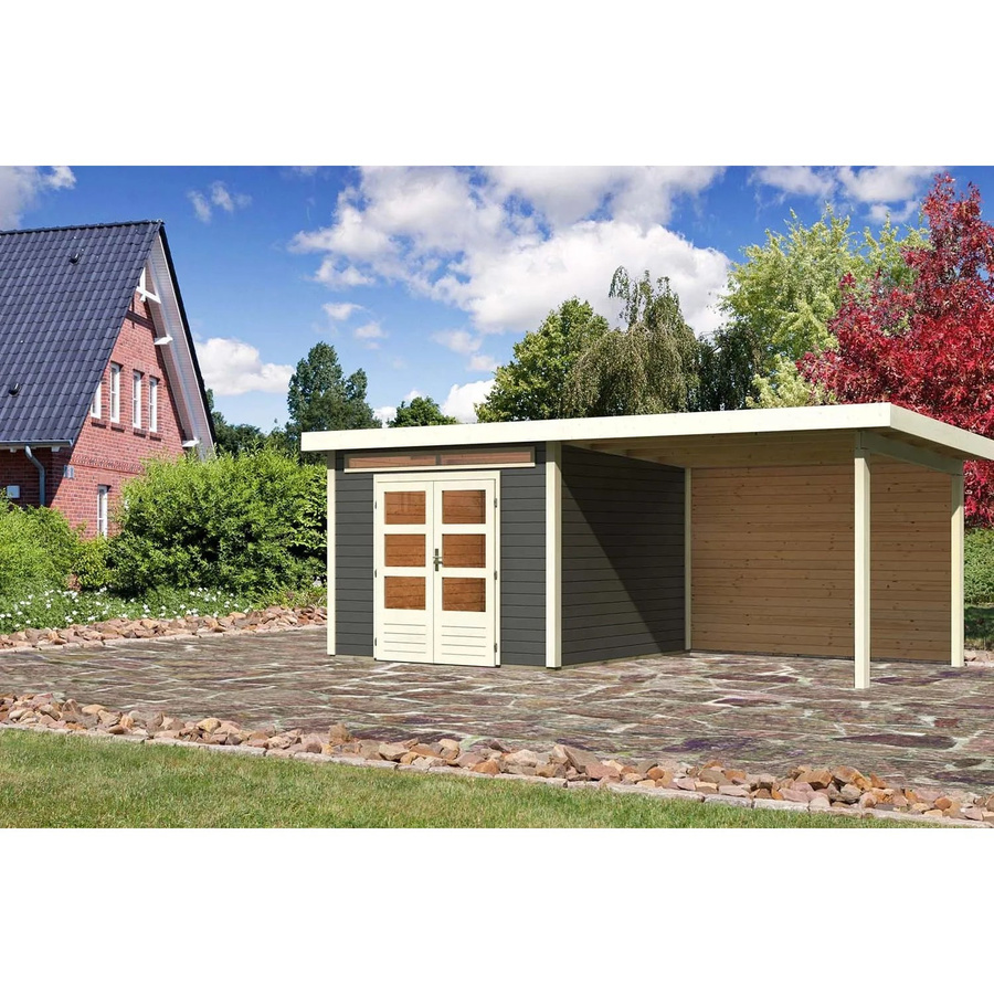 Karibu Holz-Gartenhaus Kumla mit Pultdach in Terragrau, B/T: 270 x 270 cm - Bild 2