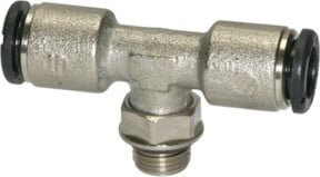 Riegler T-Steckverschraubung click-clock, drehbar, Messing, Farbe: Silber, M5a, Schlauch Durchmesser: 6 mm, SW9 - Bild 1