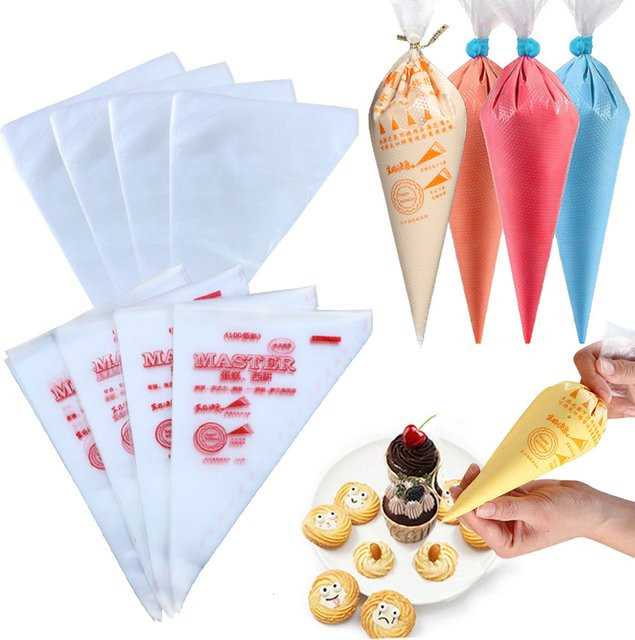 100er Set Einweg Spritzbeutel aus transparentem Kunststoff von IFITU PUBO für Küche und Kuchen Dekoration - Bild 1