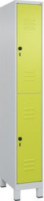 C+P Doppelstock-Spind Classic PLUS mit 1 Abteil und Füßen, Farbe Grau/Grün, H x B x T: 195 x 30 x 50 cm - Bild 1