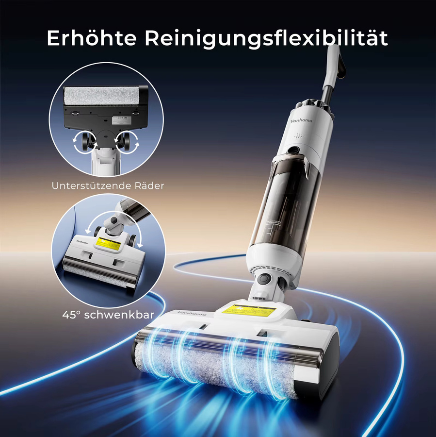 Yanhama K100 Kabelloser Nass-Trocken-Staubsauger mit Wischfunktion und Selbstreinigung in Weiß - Bild 4