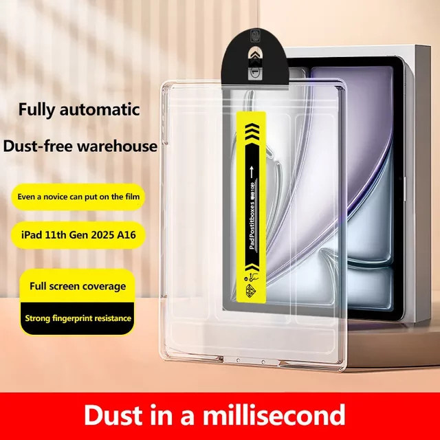 Displayschutzfolie aus gehärtetem Glas mit Auto-Ausrichtungs-Kit für Apple iPad Pro, Air und Mini in Transparent - Bild 1