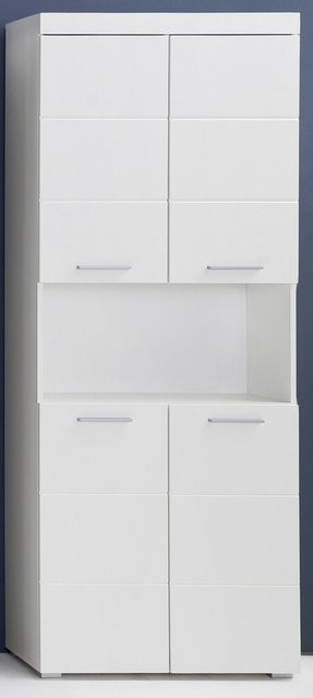 Badhochschrank Amanda in Weiß, moderner Badezimmerschrank mit 4 Türen und 1 Nische, B/T/H: 73 x 31 x 190 cm - Bild 1