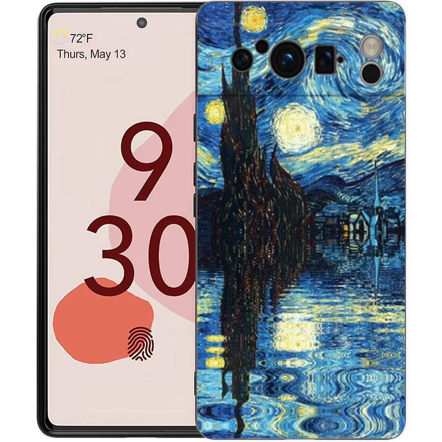 Handyhülle für Google Pixel 9 8 7 6 Pro XL im Van Gogh Sternennacht Design aus weichem TPU, Multicolour - Bild 2