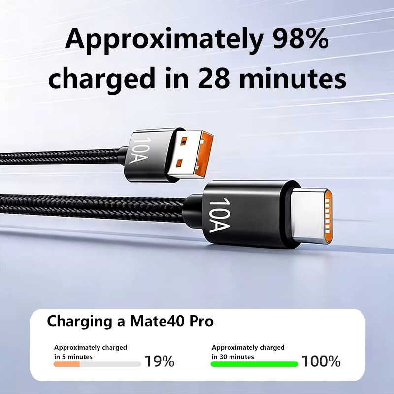 240W USB auf Typ-C Ladekabel mit 10A Schnellladefunktion und Datenübertragung in Schwarz - Bild 5