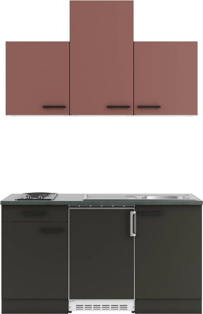 OPTIFIT Miniküche Nizza407/Madrid420 in Rostrot und Anthrazit, Breite: 150 cm - Bild 1