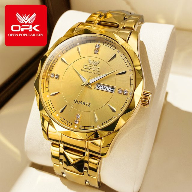 OLEVS Armbanduhr Quarz, Edelstahl, Gold, Herren - Bild 1