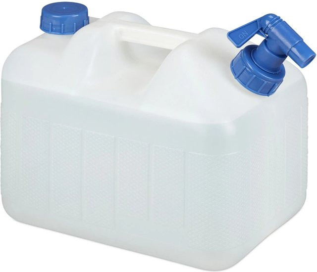 Relaxdays Wasserkanister mit Hahn Weiß-Blau, 10 l - Bild 1
