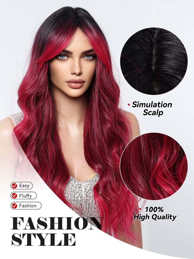 GEMMA Perücke, rosa, synthetisch, gewellt, Damen - Bild 4
