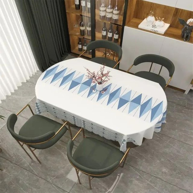 Ovale Esstischdecke aus PVC von Super Six in Weiß, wasserdicht und waschbar, B/T: 100 x 160 cm - Bild 1