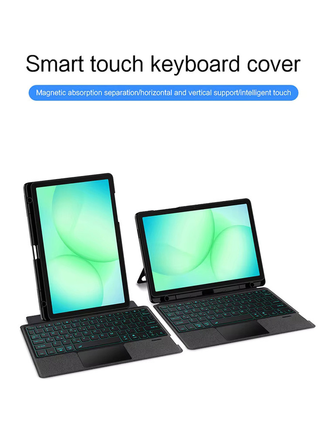 Samsung Galaxy Tab A11 Plus und A9+ 11 Zoll Smart Tastaturhülle mit Touchpad und Hintergrundbeleuchtung in Schwarz - Bild 6