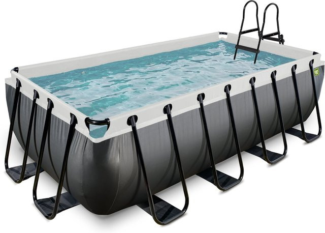 EXIT Black Leather Pool rechteckiger Rahmenpool mit Sandfilterpumpe und Poolleiter, schwarz, B/T/H: 400 x 200 x 100 cm - Bild 1