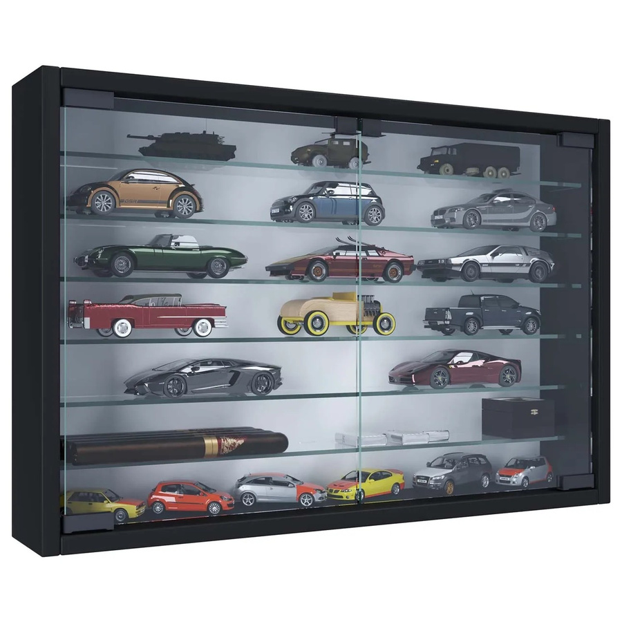 VCM Hängevitrine Mandosa XL in Schwarz mit ESG-Sicherheitsglas und Glastüren, B/H/T: 60 x 40 x 10 cm - Bild 4