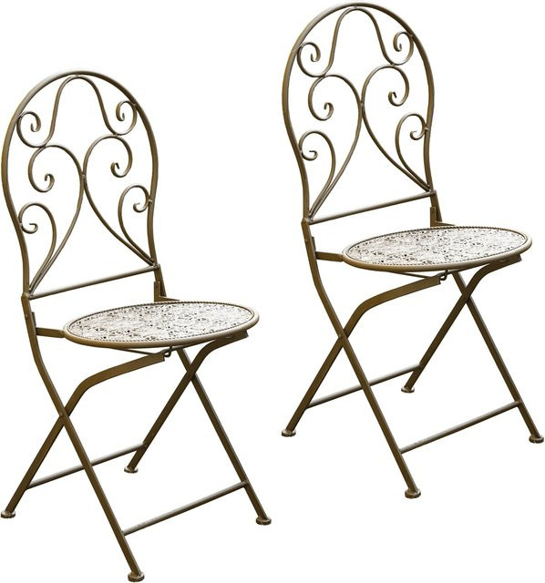 HTI-Living Gartenstuhl 2er-Set Lani Antik in Braun aus Metall mit Ornamenten - Bild 1