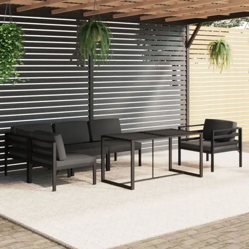 6-teiliges modernes Gartenlounge-Set aus Aluminium mit Kissen in Anthrazit von vidaxl - Bild 1